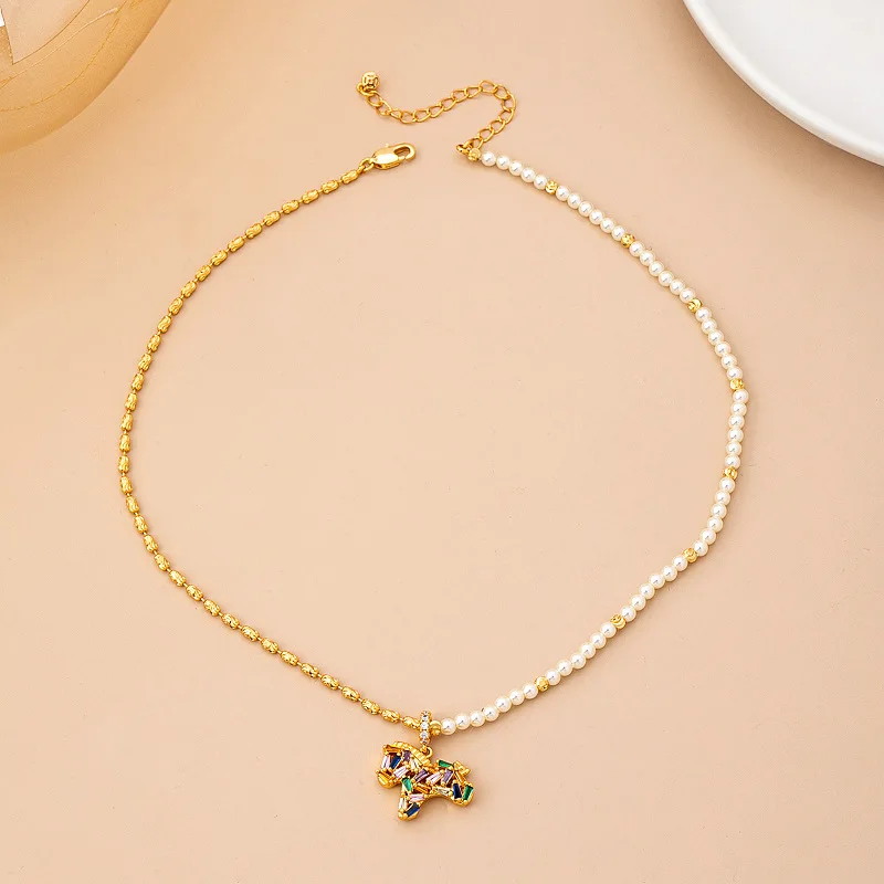 Dopamine Colored Crystal Pony Bracelet Necklace, Women's Light Luxury Fashion Pearl Necklace, High-end Design Collarbone Chain