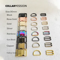 1set (metal buckle+adjust buckle+D ring/set)for garment luggage backpack dog collar DIY accessory 8 Colours 15mm to 30mm 5 sizes
