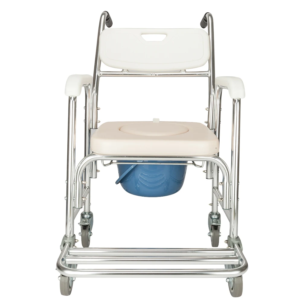 4 in 1 Multifunctional Aluminum Elder People Disabled People Pregnant Women Commode Chair Bath Chair White