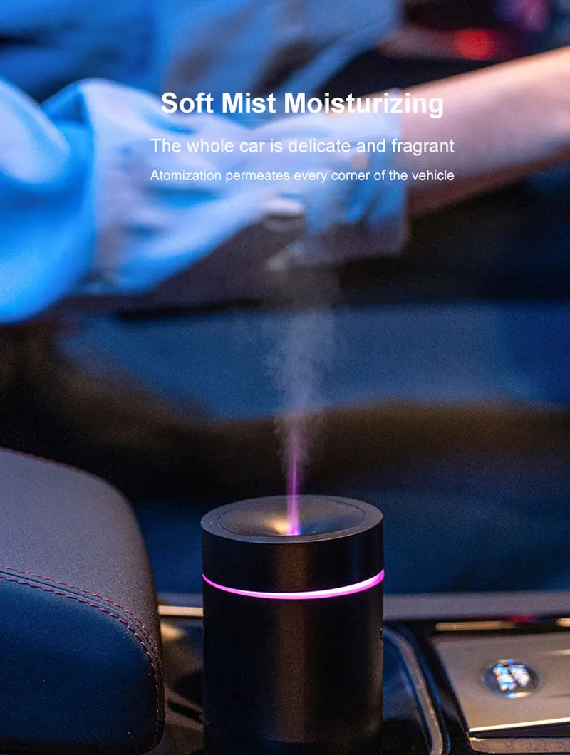 100ml USB Portable Air Humidifier Water-Based Essential Oil Aroma Diffuser  Lamp with Color Flame Night Light Car Office Bedroom