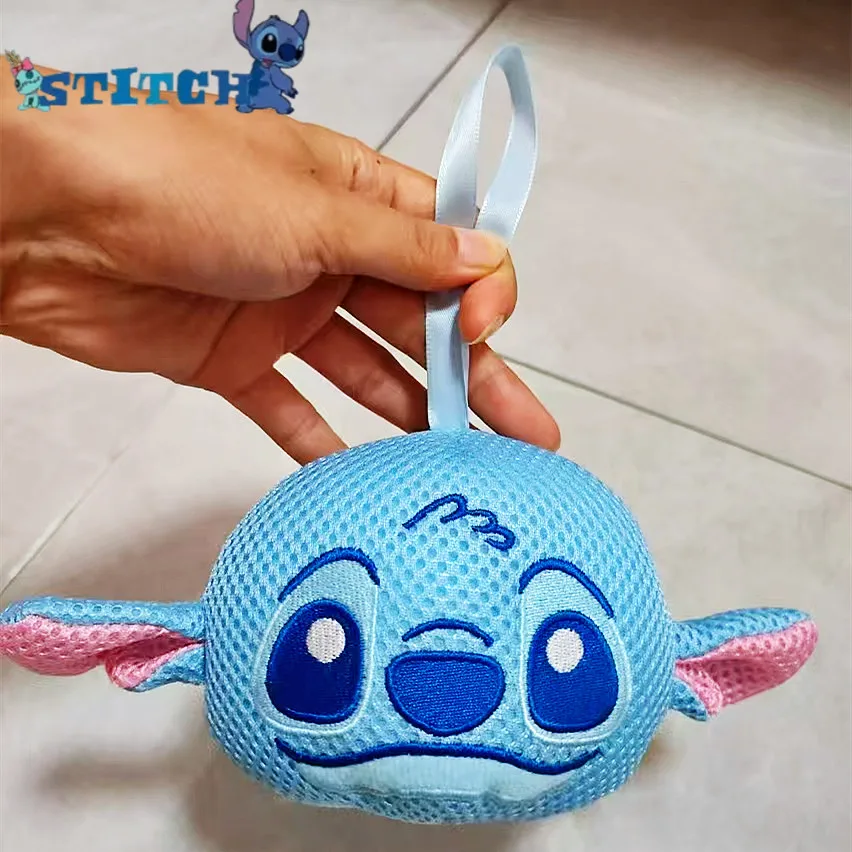 Disney Anime Stitch Bath Ball Cartoon Cute kids Bath Flowers Bathroom Soft Foaming Bath Ball with Hanging Rope for Children toys