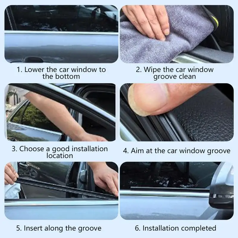 Car Side Window Wiper Strip Rubber Weather Resistant Side Window Wiper Strip Multifunctional Easy Installation Window Cleaner