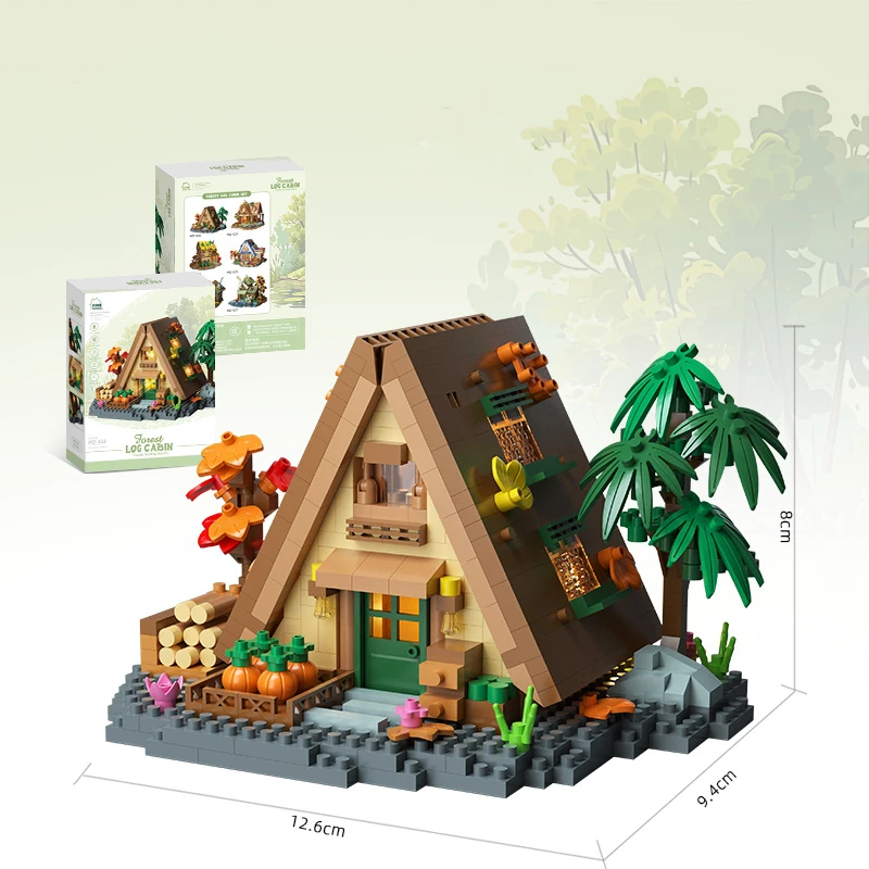 Creatieve straatbeeld bouwmodel bouwstenen bos boomhut puzzel windmolen boomhut decoratie speelgoed