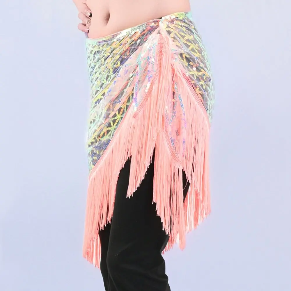 

Fashion Tassel Belly Dance Hip Scarf Bohemian Crochet Women Belt Skirt Sequins Dancer Skirt Show Costumes