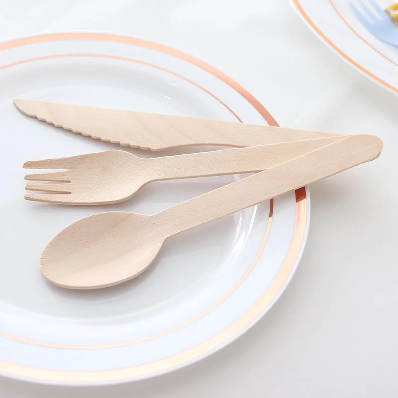 

Disposable knife fork spoon tableware wooden tableware party tableware cake knife dessert spoon fruit fork wholesale