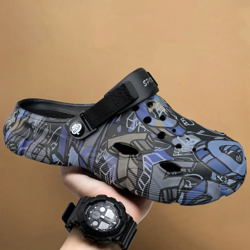 

Мужские летние уличные сандалии с закрытым носком на толстой подошве, нескользящие, с защитой от запаха, для пляжа и активного отдыха