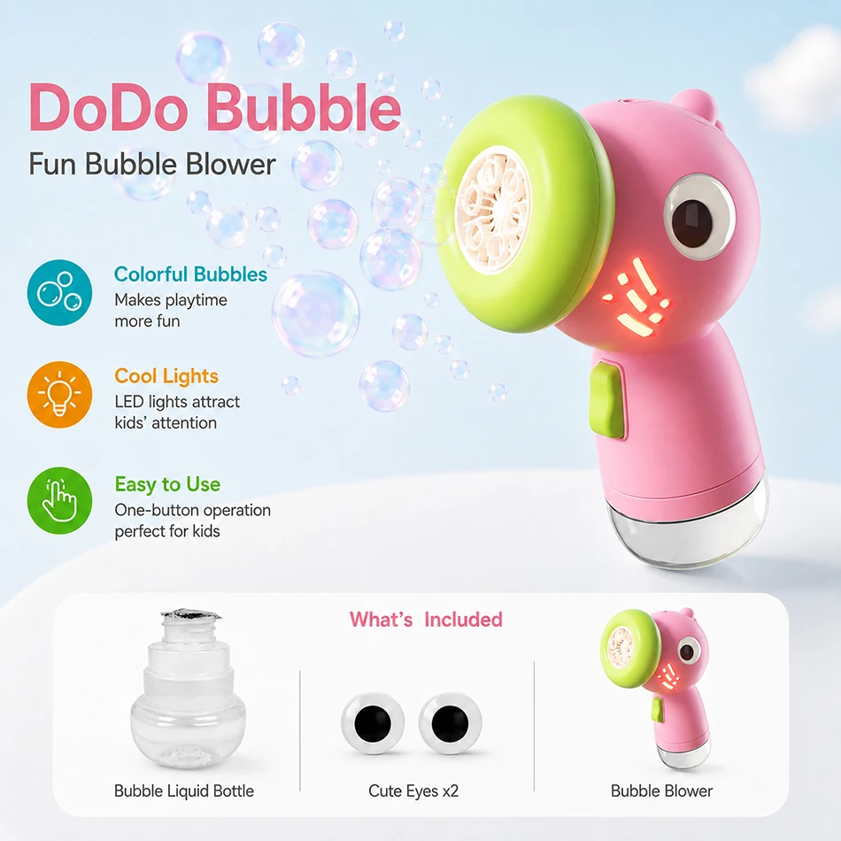 2026 Bubble Handheld Bubble Machine, Electric Bubble Gun, Outdoor Wedding Party Toy(Battery not included)