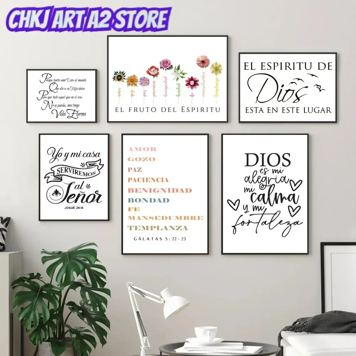Spanish Version Bible Verse Prints The Spirit of God Quote Poster Espanol Religious Canvas Painting Posters