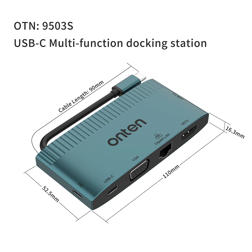 Concentrador de red USB tipo C 6 en 1, adaptador VGA, 4K, HDTV, 5Gbps, datos PD, 100W, carga Gigabit, Ethernet, estación de acoplamiento multipuerto para ordenador portátil