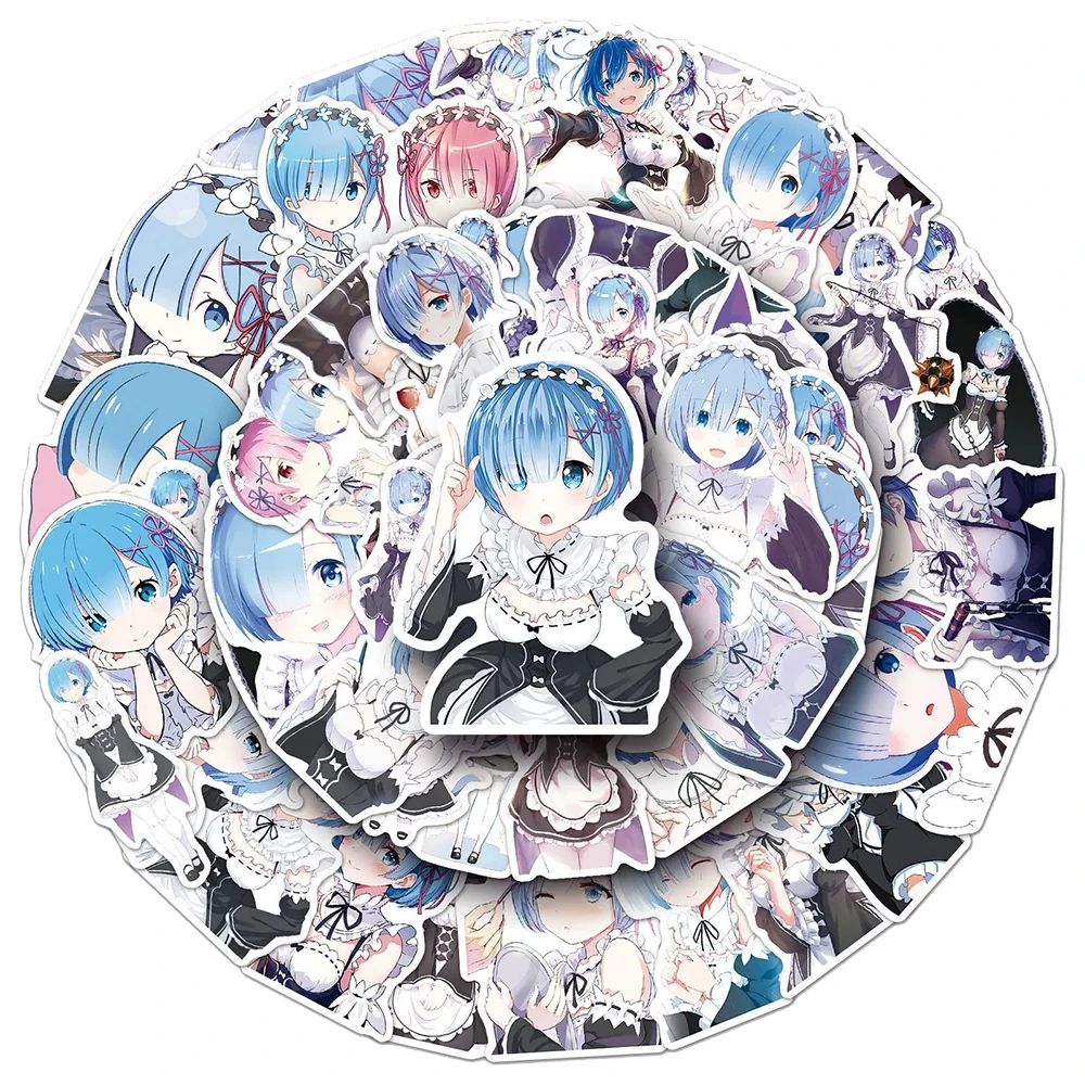 10/30/51Pcs Re Zero Rem Cartoon Stickers Kawaii Girls Anime Sticker Laptop Luggage Suitcase Scrapbooking Cute Decals Decoration