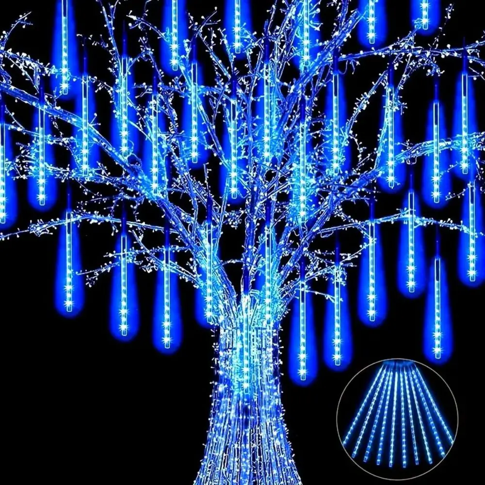 EU/US Plug Outdoor Christmas Lights Meteor Shower Light 30cm 8 Tubes Waterproof Plug Christmas Tree Garden House Decoration