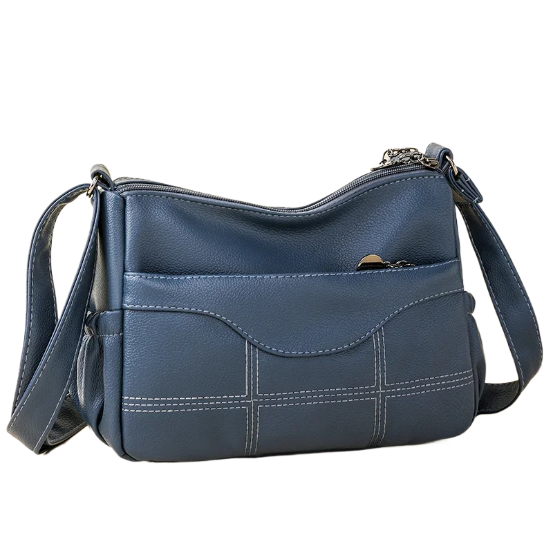 

Middle aged Women's Bag and Mom's Bag 2024 New Casual Large Capacity Shoulder Bag Soft Leather Multi layer Texture Diagonal Stra