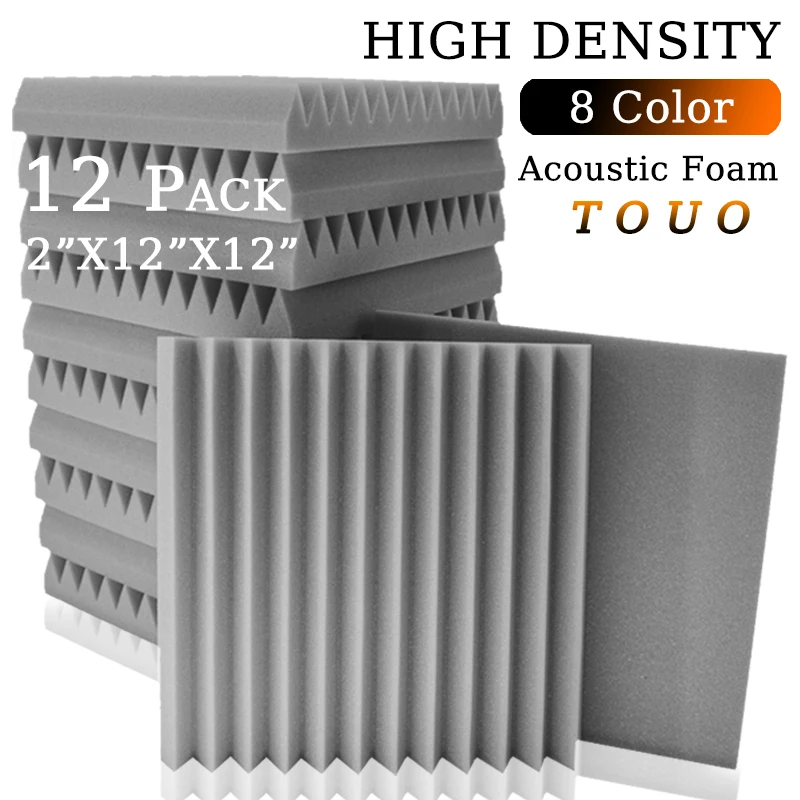 

TOUO Acoustic Foam 12 Pcs Sound Absorbing Sponge Board Studio Noise Insulation Padding High Density Sound Absorbing Material