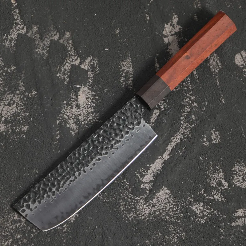 

6,7-дюймовый нож Накири, 3-слойное стальное лезвие, деревянная ручка, нож шеф-повара для нарезки овощей, тесак для мяса, кухонный нож 9Cr18Mov Messer