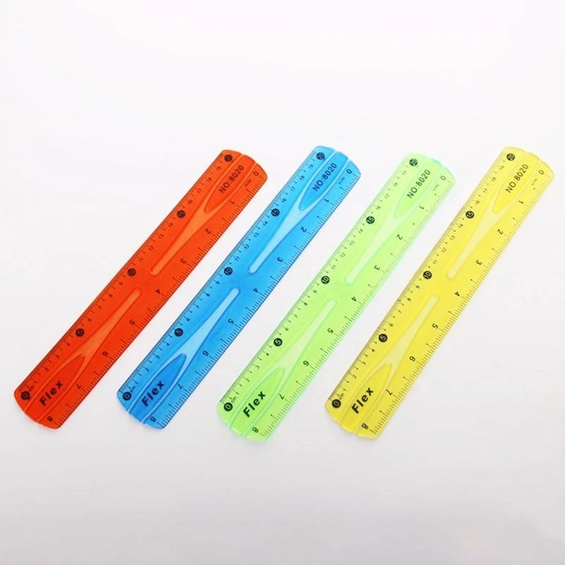 Règle Flexible colorée en plastique souple, règle droite transparente avec pouces métrique pour atelier, maison, école,