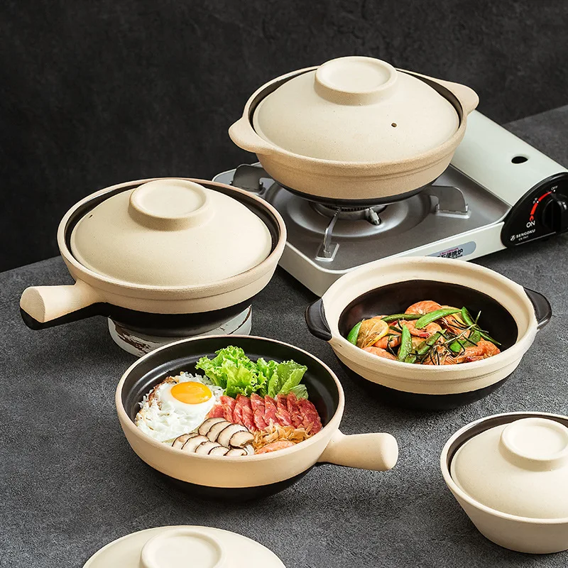 

New High Temperature Resistant Clay Pot Chinese Style Home Kitchen Restaurant Outdoor Double Ear Stew Pot