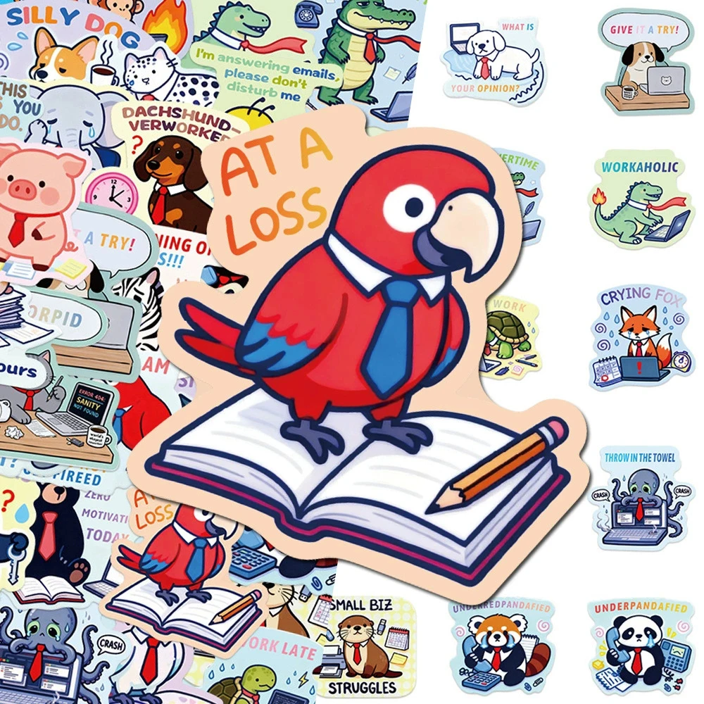 10/30/50pcs Creative Working Animal MEME Stickers Funny Graffiti Decals Toy DIY Motorcycle Laptop Luggage Sticker Cute Sticker