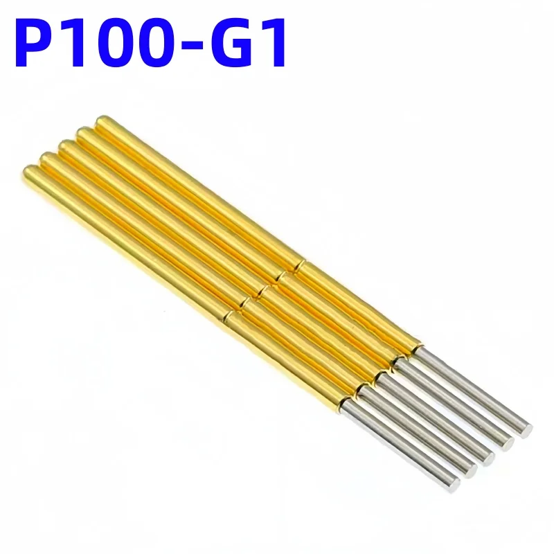 20/100PCS P100-G1 Spring Test Probe Pogo Pin Spring Test Pin Length 33.35mm Needle Dia 1.36mm Test Probe Head Dia 0.99mm P100-G