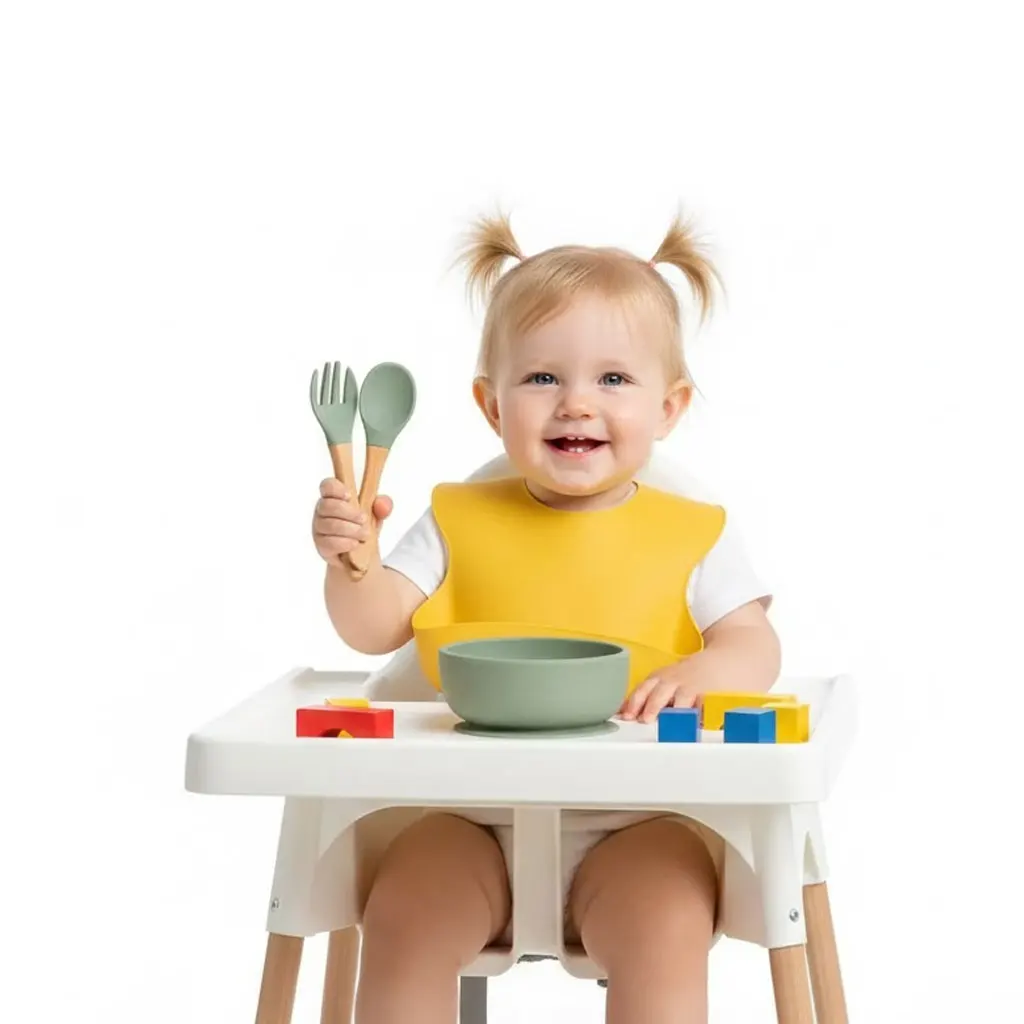 

Food Grade Children’s Silicone Spoon & Fork: Soft Baby Eating Training Infant Feeding Tableware