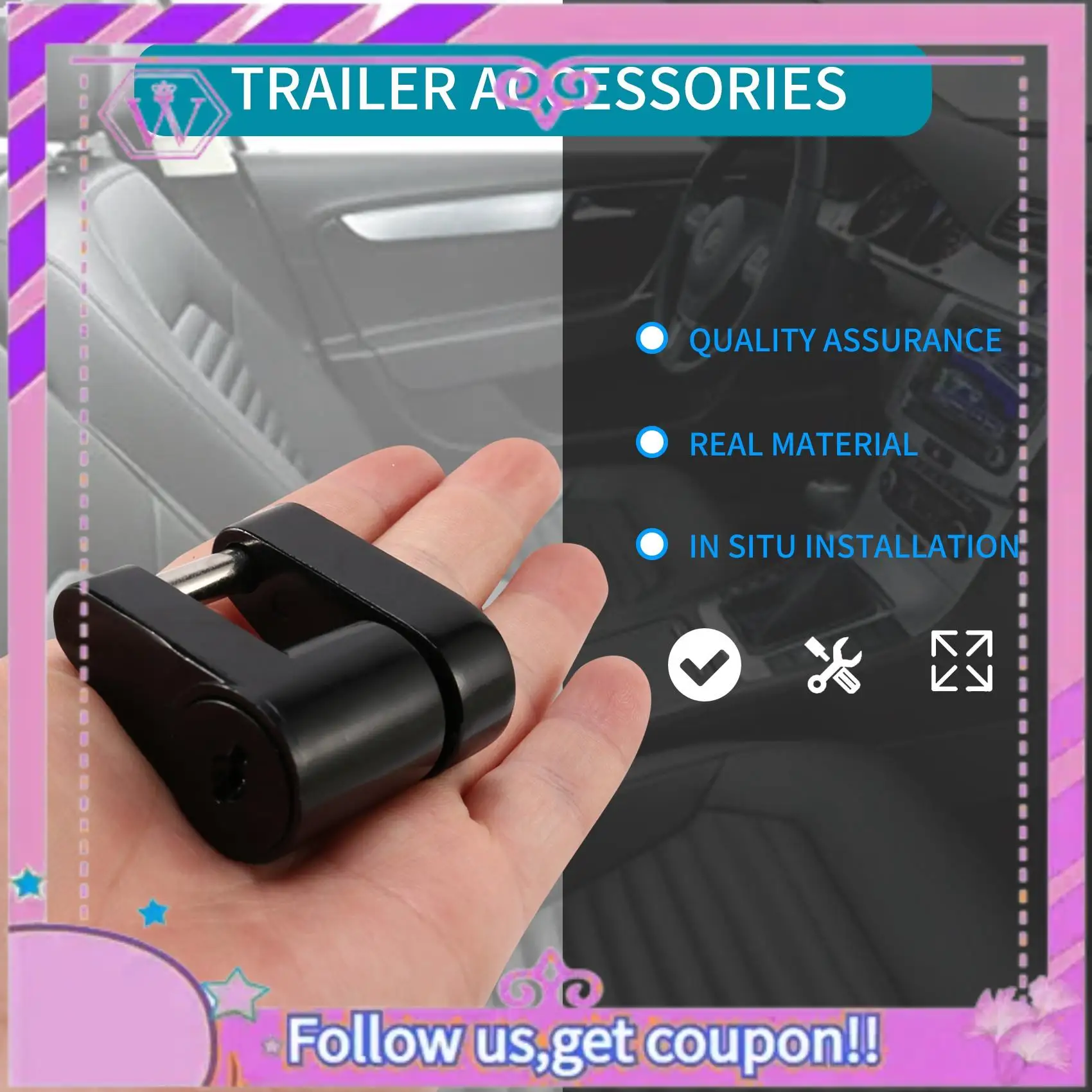 

Latest 2 Set Trailer Hitch Coupler Lock Trailer Coupler Padlock 1/4 Inch Hitch Pin 3/4 Coupler Span For Truck Trailer RV Boat
