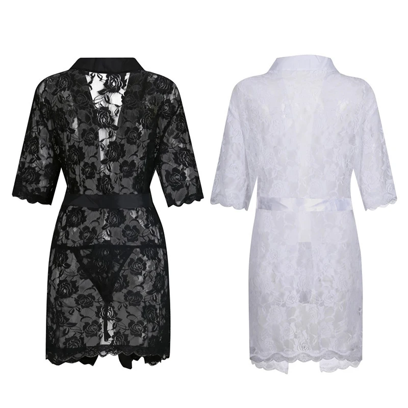 

Ночная рубашка мужская кружевная длинная + кимоно-стринги