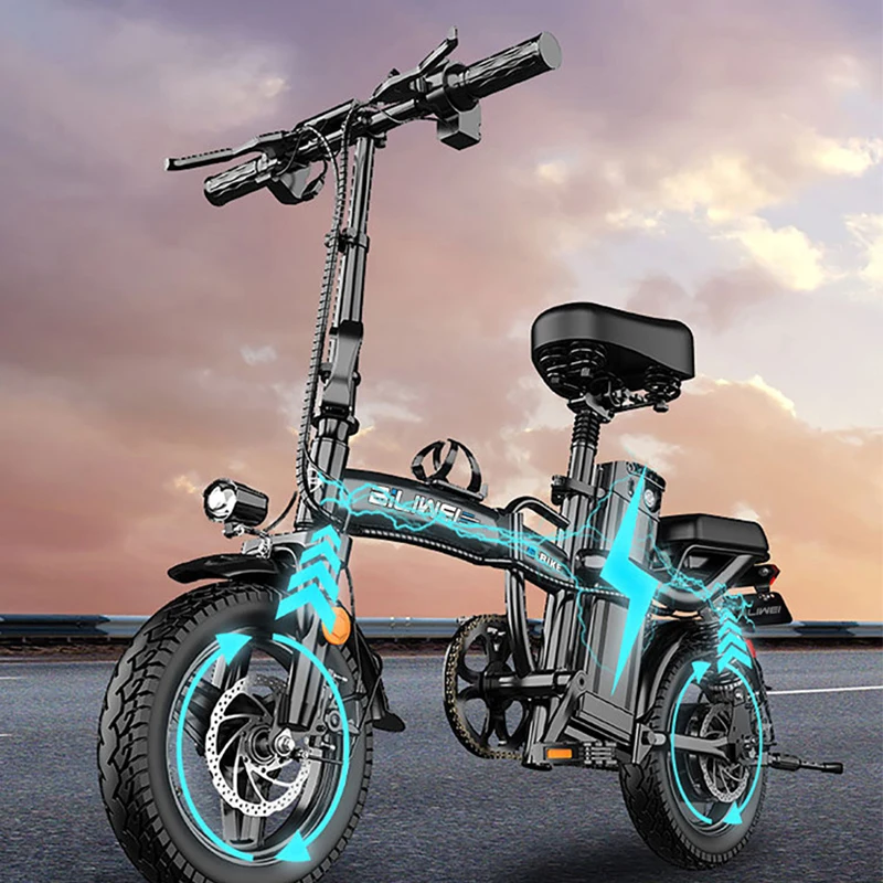 Electric bike 400W 48V 10-30AH Folding 14inch Ebike Mini Adult Electric Bicycle Multi-Shock Absorption City Commuting Ebike