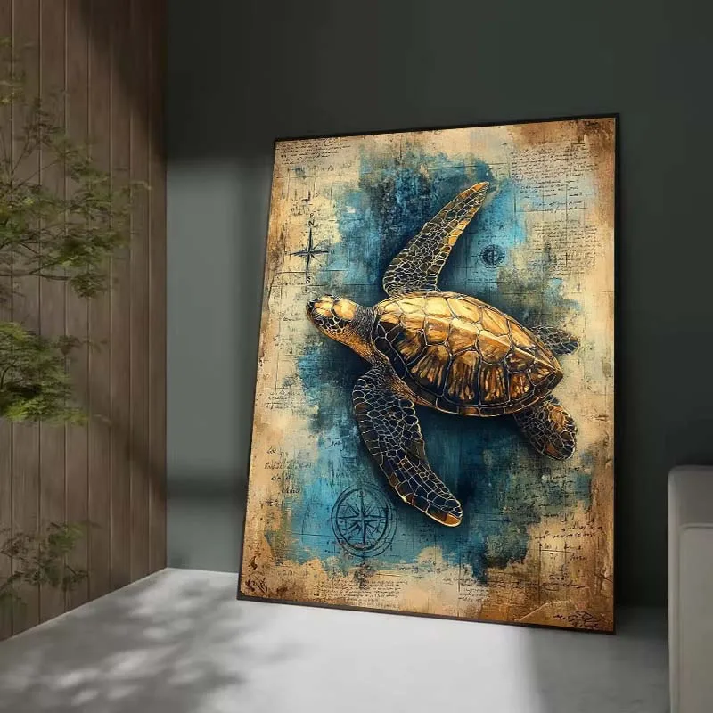 خمر بحري المشارك يطبع العتيقة البحر الكنز خريطة حائط لوح رسم صورة فنية لغرفة المعيشة ديكور المنزل الرجعية