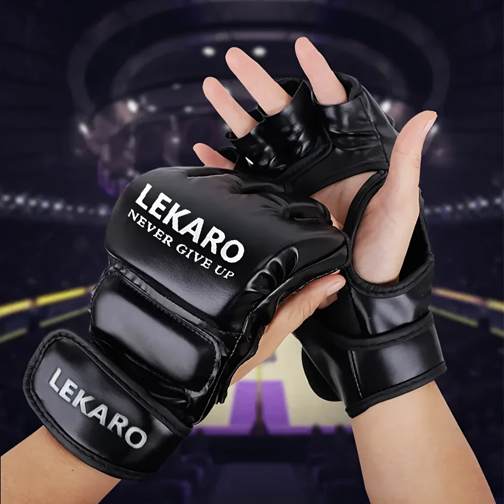 Guantes de boxeo MMA para adultos, medio dedo, profesional, Muay Thai, entrenamiento de artes marciales, lucha, deportes, saco de boxeo, equipo de entrenamiento