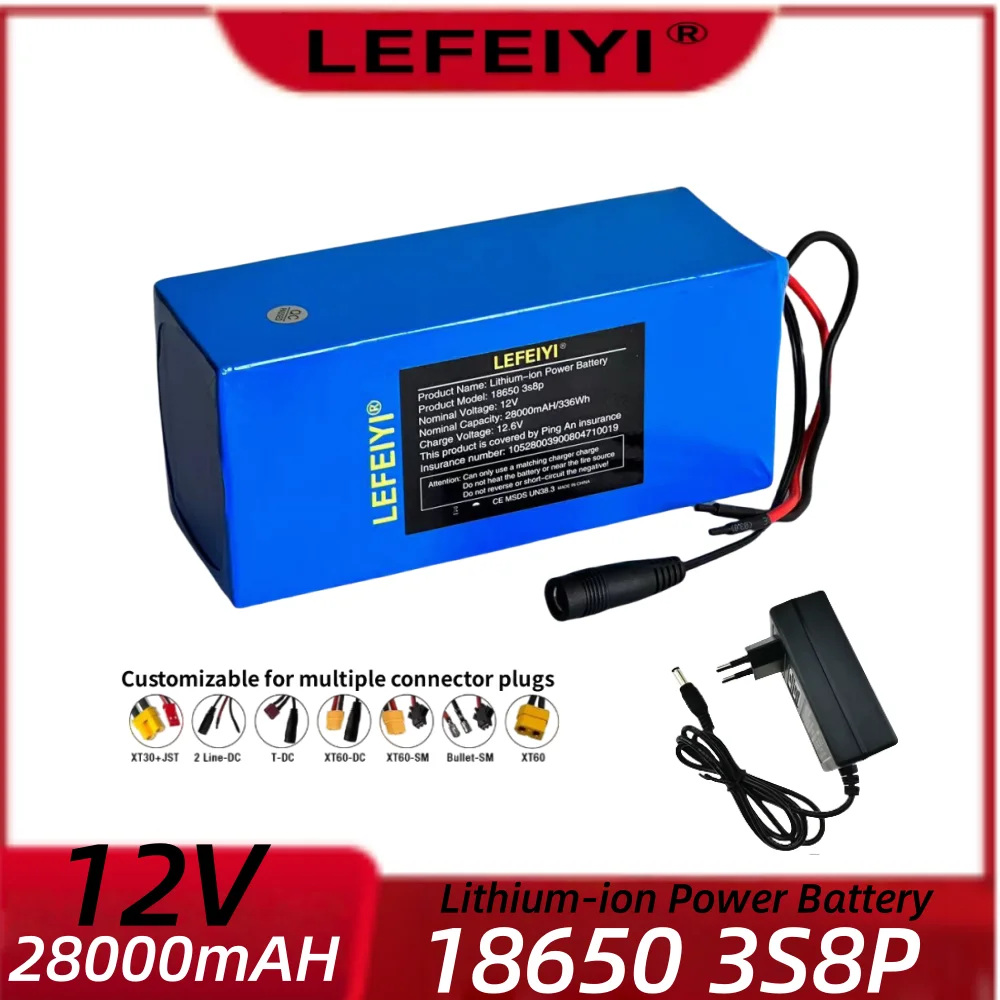 

12V 3S8P 28h high-capacity lithium-ion battery pack, used for outdoor energy storage such as golf carts and electric tricycles