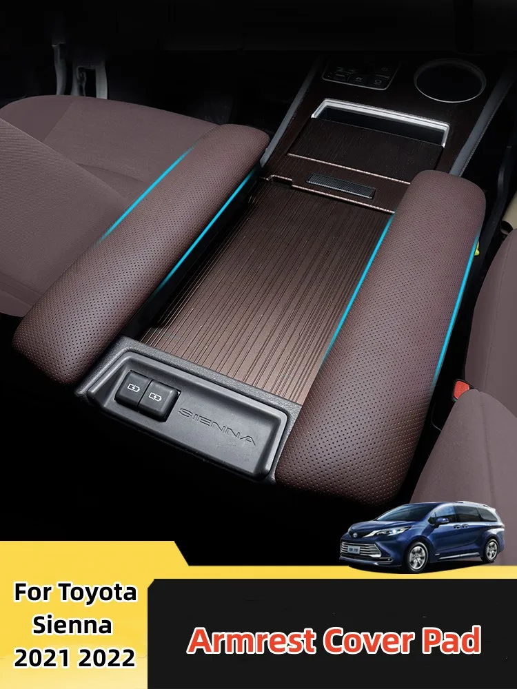 Car Armrest Cover Pad For Toyota Sienna 2021 2022 Breathable Leather Anti-scratch Center Console Armrest Box Cover Mat Cushion