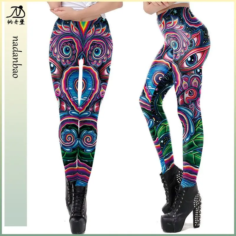 

Women's Yoga Leggings Par Cosplay Tight Fitting Pants Long Trousers Polyester Fiber 00% Butt Lifting Print Pattern