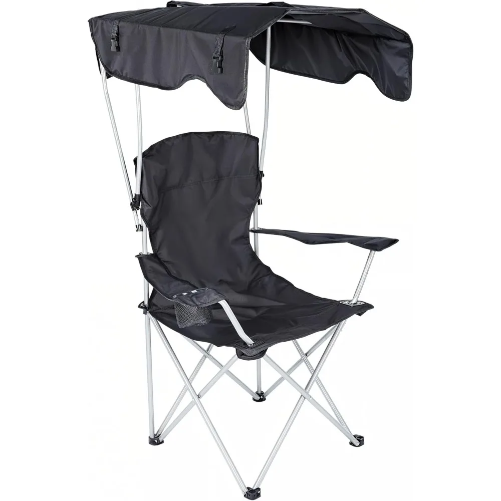 

Canopy Lounge Chair, with Sunshade for Camping, Hiking, Travel, and Other Outdoor Events, with Cup Holder, Sturdy & Stable