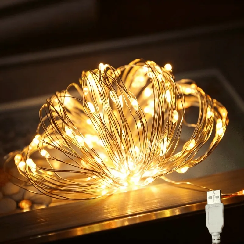 USB Led Fairy Lights Copper Wire String 1/2/3/5/10/20M 200LED Holiday Lamp Garland For Christmas Tree Wedding Party Decoration