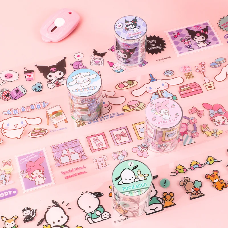 16pcs/lot 5cm*2M Sanrio Kuromi mélodie Pochacco ruban pour animaux mignon Scrapbooking DIY journal autocollant décoratif Album bâton étiquette