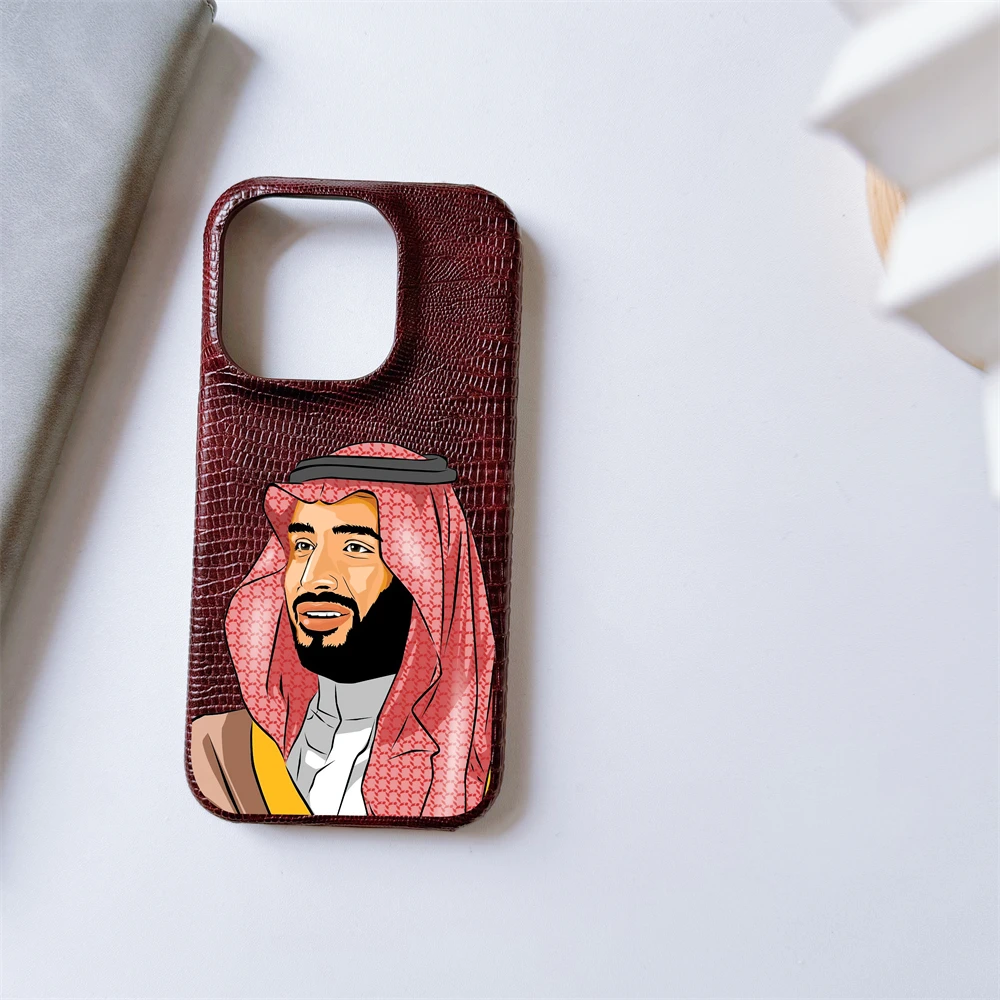 Luxury Lizard pattern Saudi Arabia king picture Phone Cover Case For Iphone 16 15 14 13 12 11 Pro Max pu leather Coque Fundas