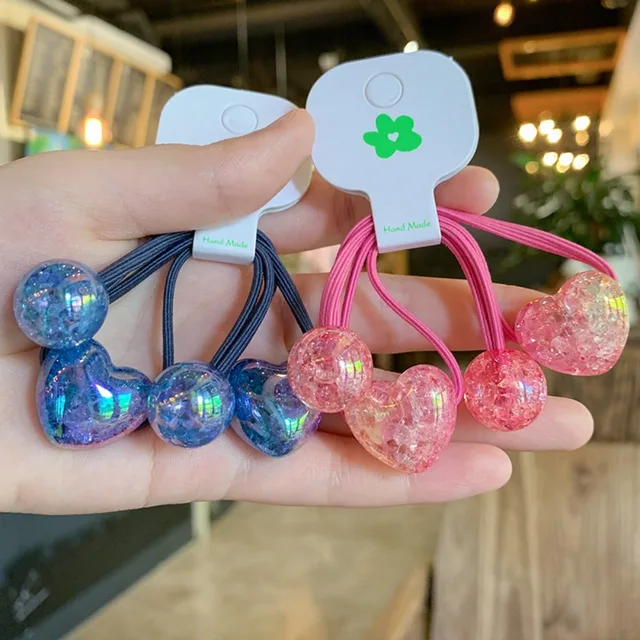 1 Para Gradientowych Elastycznych Gumek do Włosów, Kolorowe Gumki z Efektem Pękniętego Serca, Akcesoria do Włosów, Scrunchie, Gumki do Kucyka dla Dziewczyn