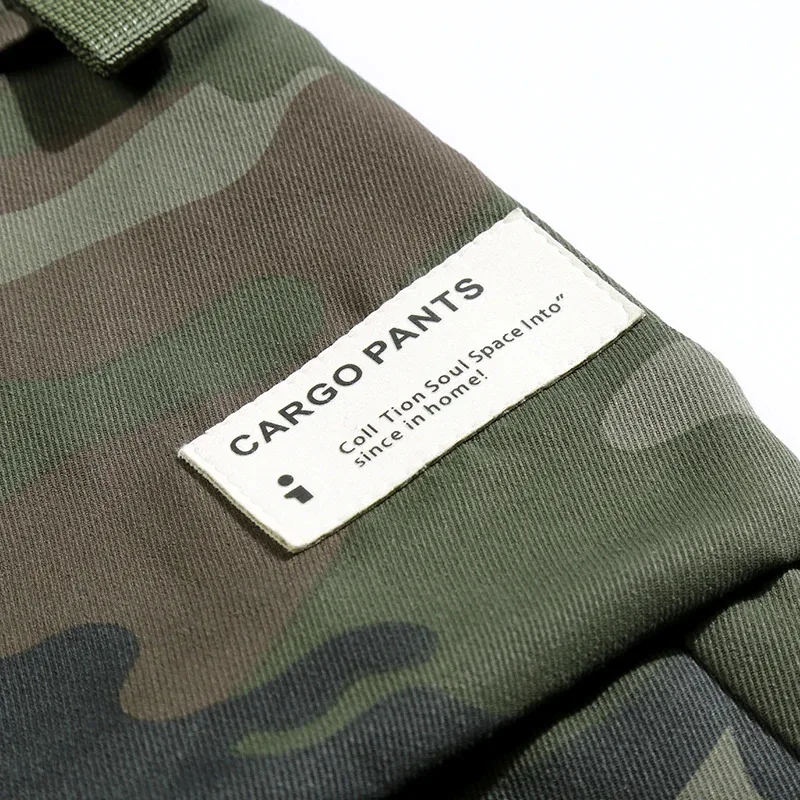 남성용 밀리터리 그린 카모플라주 작업복 바지 봄과 가을용 대형 사이즈 루즈 스포츠 타이트 핏 9인치 캐주얼 바지