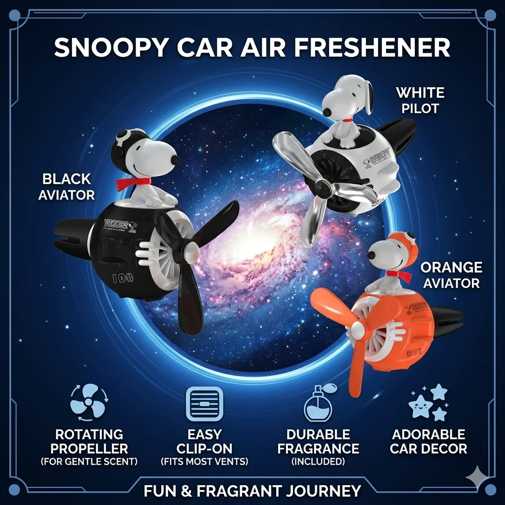 Cute Snoopy Anime Car Air Freshener Aromatherapy Fragrance Piece Car Air Outlet Decoration Perfume Clip Decor Accessories