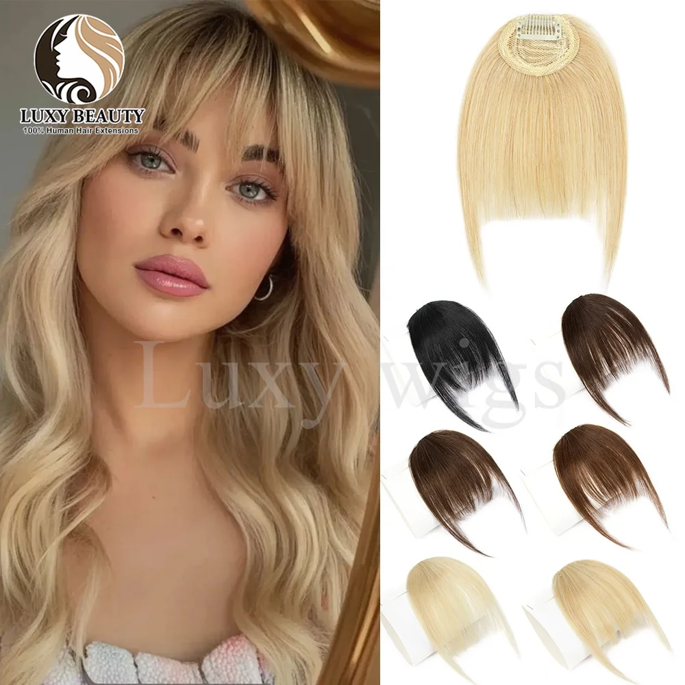 Blonde Hair Clip in Bangs Fringe with Temples Wispy Bangs French Bangs for Women Black Brown Gray Hair Bangs Daily Use