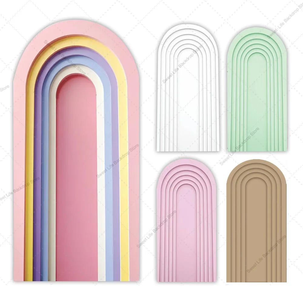 

3D Style Rainbow Arch Backdrop Cover Solid Color Baby Shower Wedding Arch Wall Cover Party Decoration