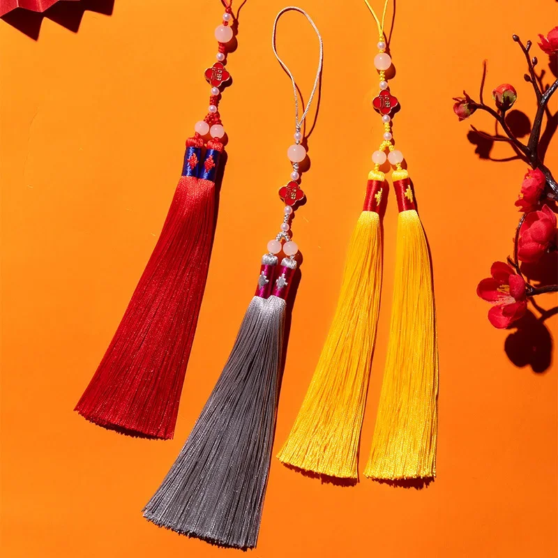 30CM Handmade Large Double Tassel Rayon Tassel Chinese Knot Suit Interior Decoration Pendant Rope Beaded Fringe Trim Tassel