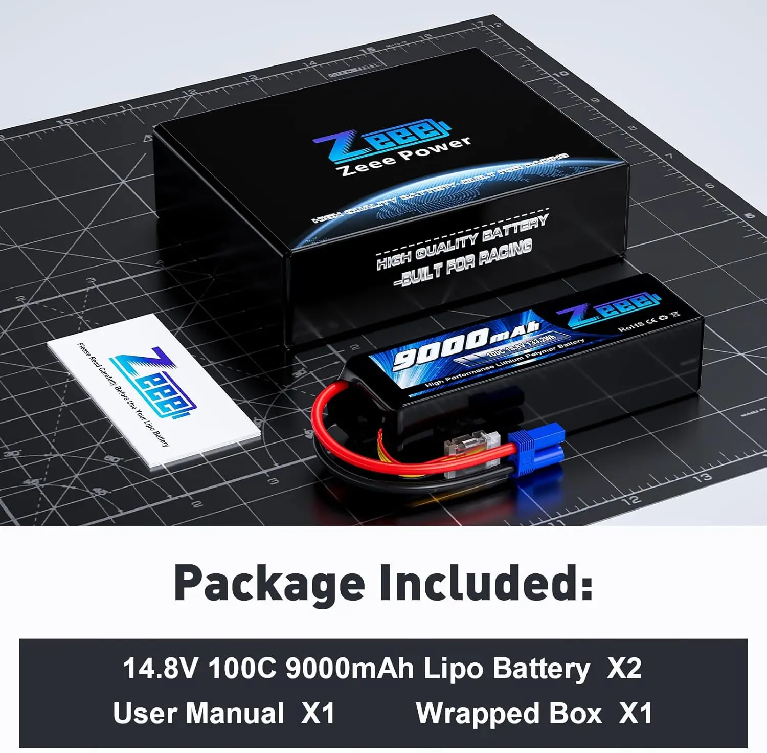 Zeee-Batterie Lipo 4S 9000mAh FPV pour Drone, Étui Souple 14.8V 100C avec Prise EC5/T pour Voiture RC, Camion, Pièces Précieuses de Modèles de Loisirs