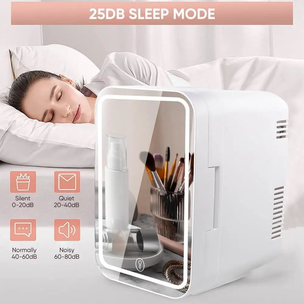 Mini Skincare Fridge Portable Cosmetic Fridge Makeup and Skin Care Storage Whisper-Quiet LED Light Ideal Office Bedroom Car