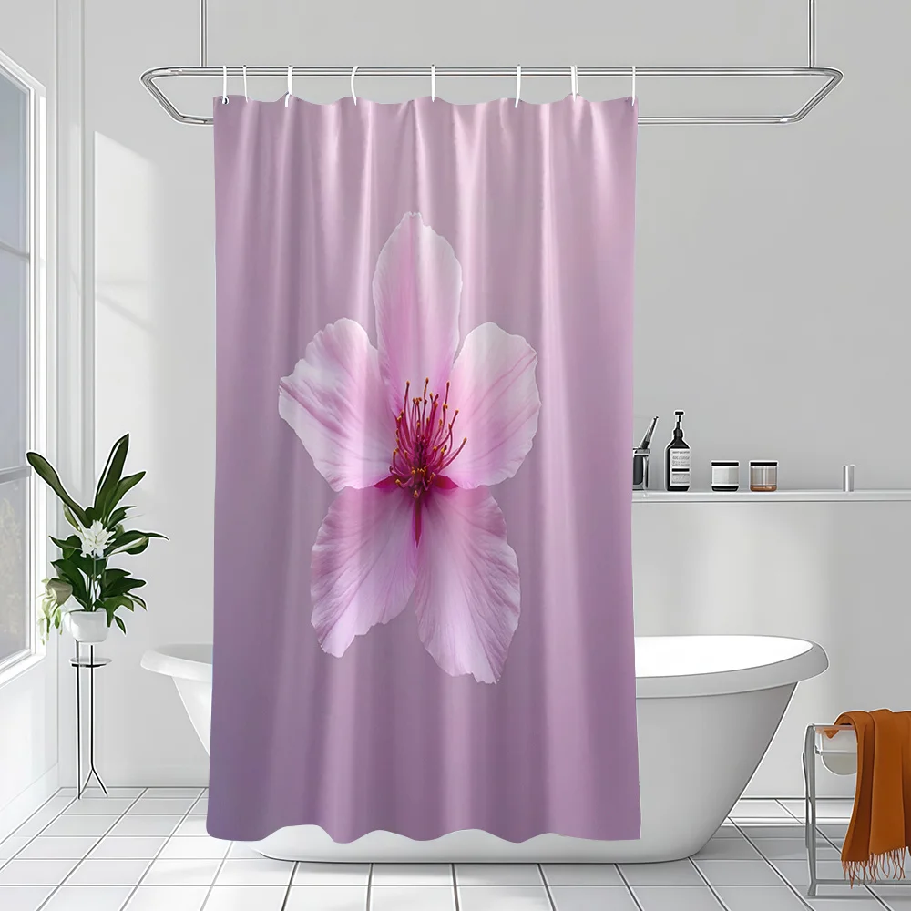 Elegant Floral Shower Curtain Waterproof Bathroom Decor Liners Pink Bloom Magnolia Flower Home Bath Shower Curtain