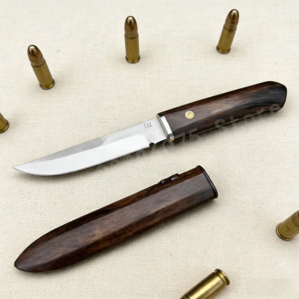 

Прямой нож высокой твердости с лезвием 8Cr13Mov, ручкой из черного дерева, нож для скалолазания, пешего туризма и приключений для использования на открытом воздухе, мужской подарок