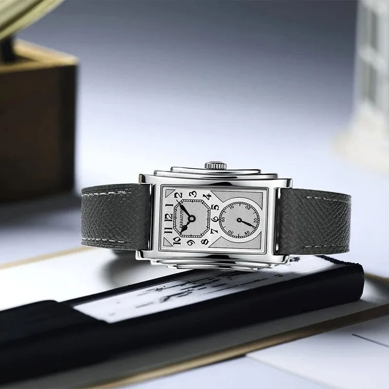 FARASUTE Men Automatic Watch 31MM Luxury Watches Rectangle Mechanical Wristwatch Sapphire Mirror Waterproof Small Second Dial