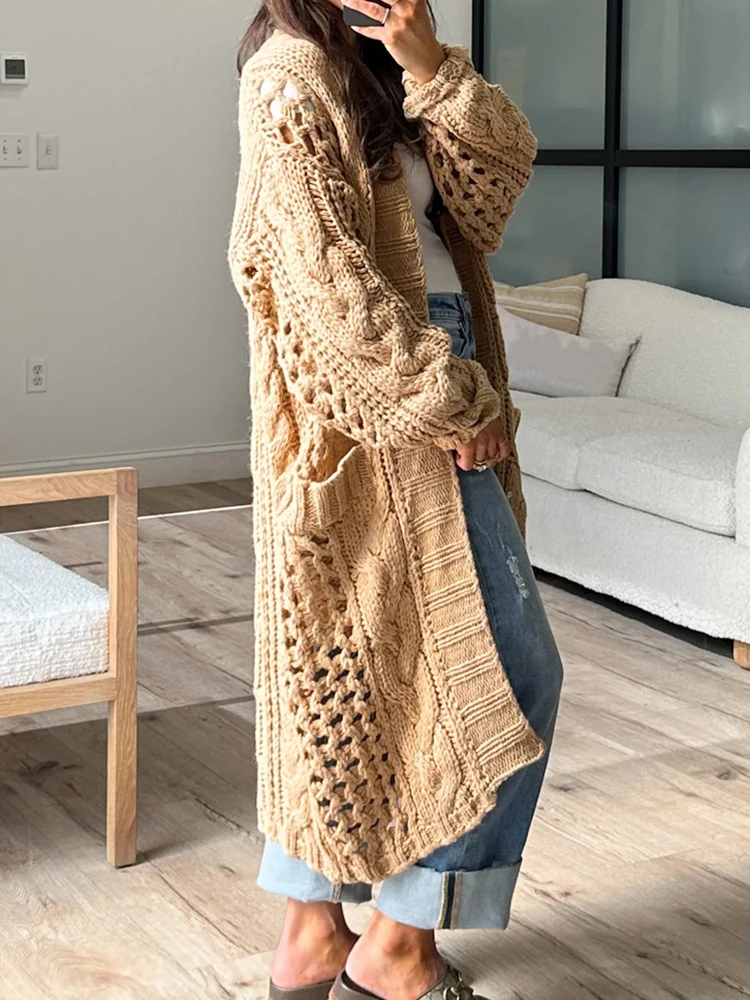 Long Sleeve Loungewear Cardigan Coats Fashion Solid V-Neck Straight Autumn Winter Women Sweaters Loose Streetwear Dropshipping