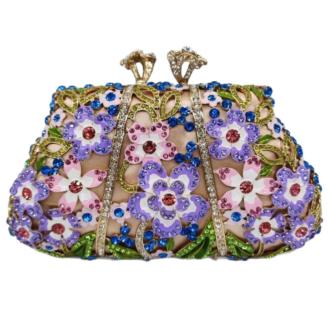 Flower Stone Enamel Drip Oil Diamond Dinner Bag Banquet Party Rhinestone Clutch Women's Bag Rhinestone Purse Carteras Para Mujer