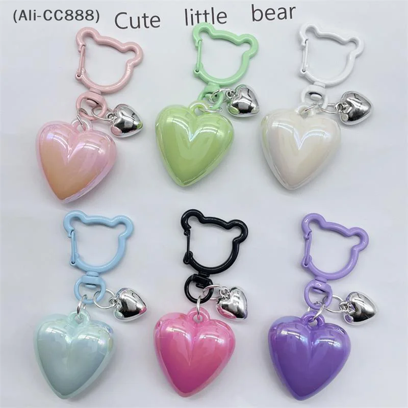 Candy Color Creative Colorful Love Cute Bear Keychain Bag Pendant Cartoon Bell Charm