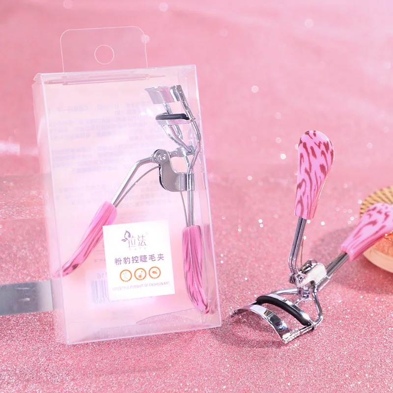 Eyelash Curler Stainless Steel Eyelash Curler Stereotyped Leopard Handle Portable Tweezers False Eyelashes Auxiliary Curler